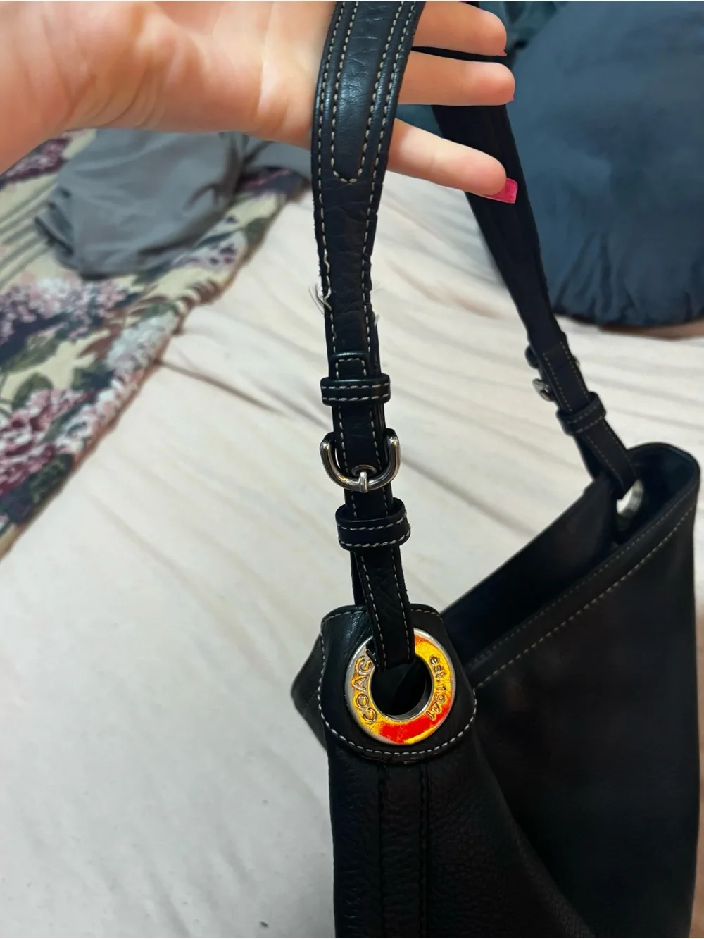 Coach Black Pebbled Leather Hobo Shoulder Bag